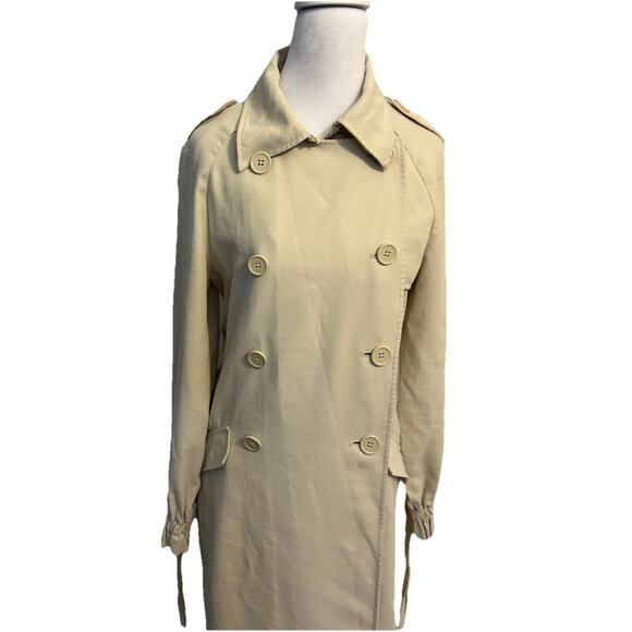 New GUESS Trench Coat Double Breasted Structured Military Long Office 80s Style - Picture 5 of 16